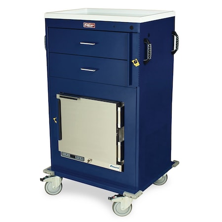 Harloff MH Treatment Cart with 1.0 Cubic Feet Medical Grade Refrigerator, Two Drawers, Breakaway Lock MH4216B